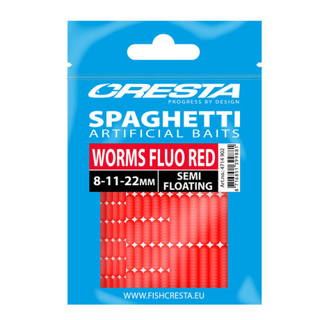 Cresta Spaghetti Worms Fluo Red (8, 11, 22 mm)