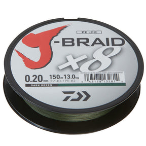 Daiwa J-Braid X8 Dunkelgrün - 150m - Geflochtene Schnur 0.13mm