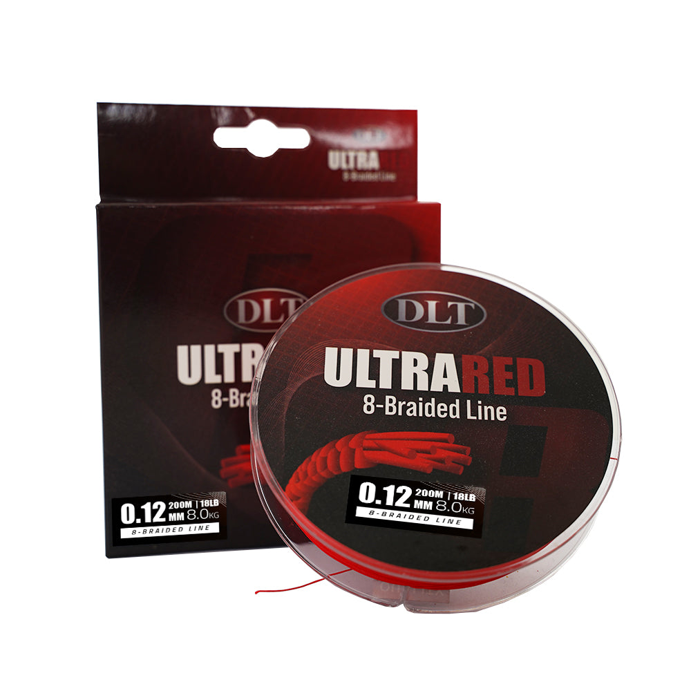DLT UltraRed-8 Geflochtene Schnur 200m – Ultrastarke Angelschnur für Raubfisch