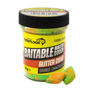 Troutlook Master Dough Forellen Teig 50g Chartreuse-Orange Glitter Crab