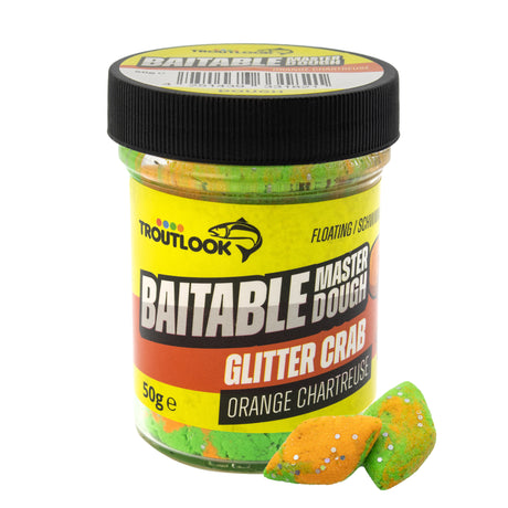 Troutlook Master Dough Forellen Teig 50g Chartreuse-Orange Glitter Crab