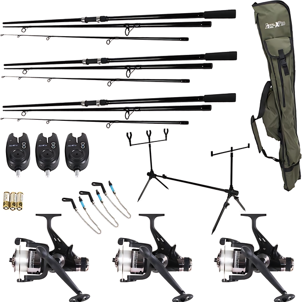 FISH-XPRO Karpfenset 3,60m – 3-Ruten Karpfen Komplettset