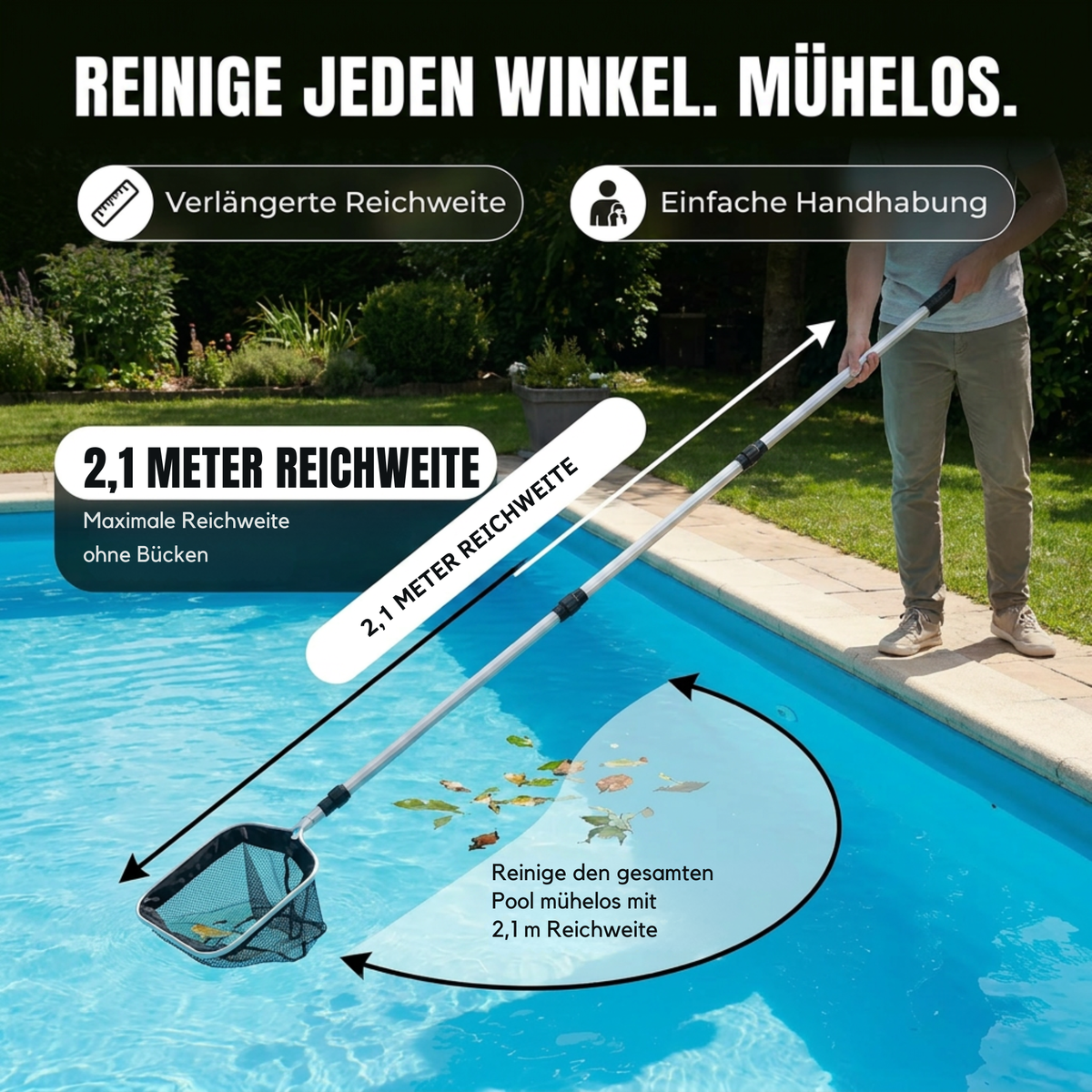 Eurocatch Teichnetz 2,10 m – 30x30x30 cm