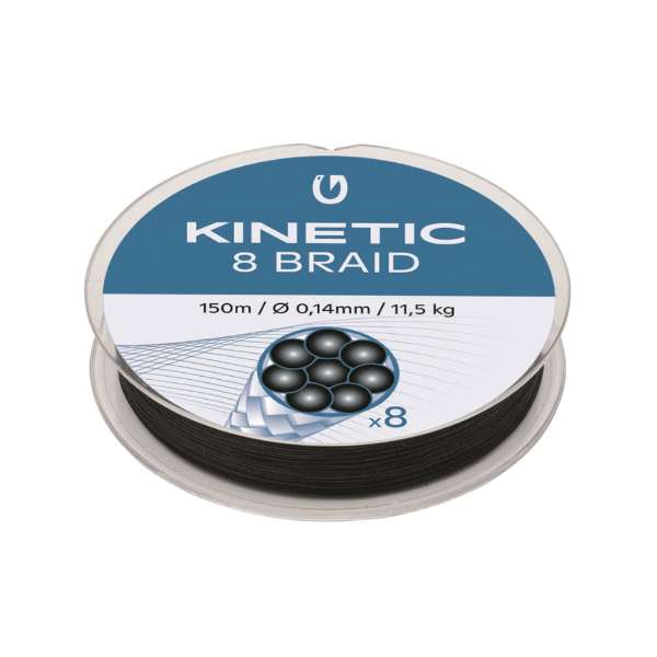 Kinetic 8-Braid Angelschnur Schwarz 150m 0.14mm