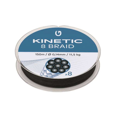 Kinetic 8-Braid Angelschnur Schwarz 150m 0.14mm