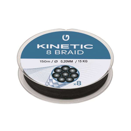 Kinetic 8-Braid Angelschnur Schwarz 150m 0.20mm