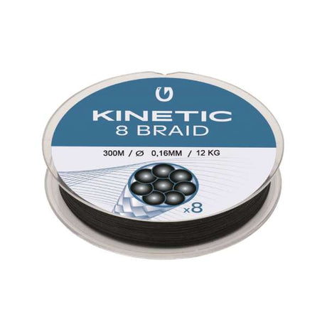 Kinetic 8-Braid Angelschnur Schwarz 300m 0.16mm