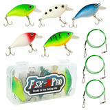 FISH-XPRO Angelköder-Set 5-teilig – Wobbler, Drillinge & Stahlvorfächer