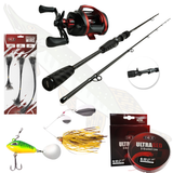 Ensemble de pêche au brochet Baitcast avec canne, moulinet, ligne, leurres et bas de ligne