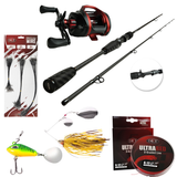 Ensemble de pêche au brochet Baitcast avec canne, moulinet, ligne, leurres et bas de ligne