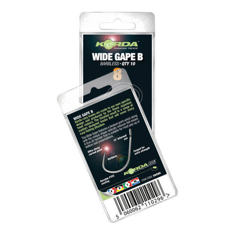 Korda Wide Gape Barbless Haken Gr. 8 (10 Stk.)
