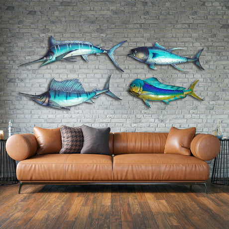 Eurocatch Thunfisch-Wanddekor-Set – 80 cm 3D Metall & Glas