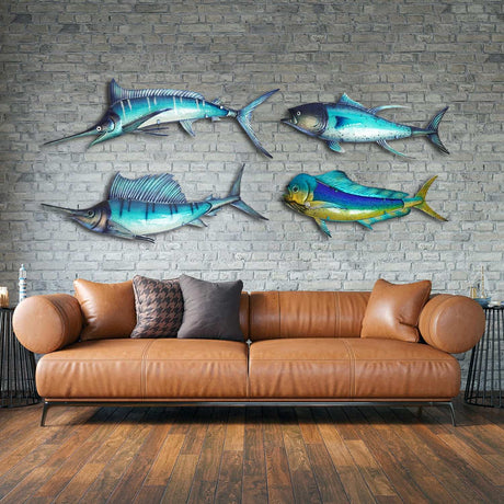 Eurocatch Segelfisch Wanddekoration 110cm 3D Metall & Glas