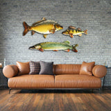 Eurocatch Barsch Wanddekoration 40cm 3D Metall & Glas Kunst