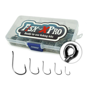 Fish-Xpro 500-tlg. Hakenset mit Öse, Gr. 3-12 inkl. Box