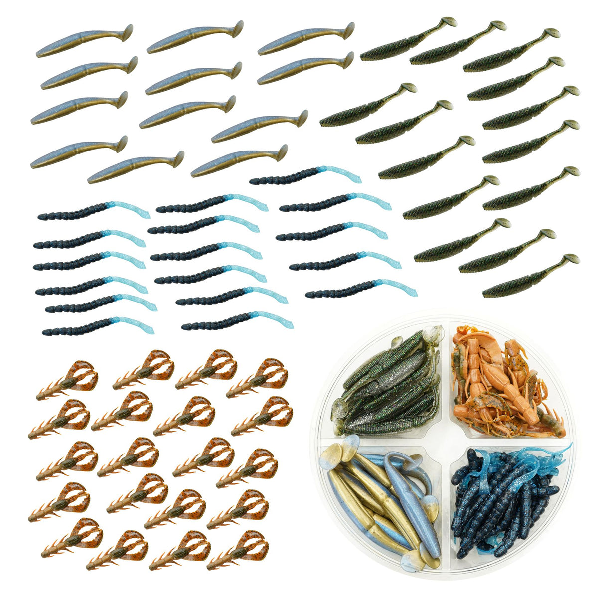 FISH-XPRO Softbait Set Natur – 7–12 cm Gummifische für klares Wasser