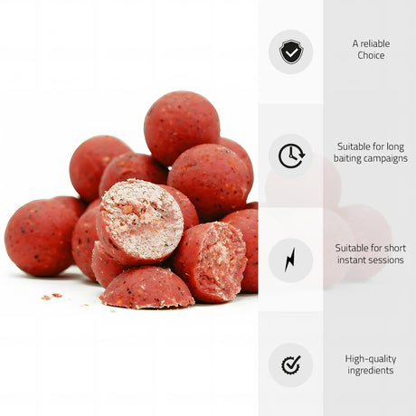 Tasty Baits Erdbeere Boilies – 20 mm – 10 kg Karpfenköder