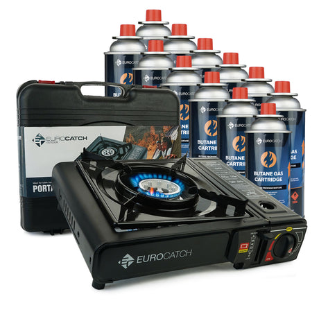 Eurocatch Outdoor Gaskocher + Gaskartuschen 12
