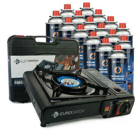 Eurocatch Outdoor Gaskocher + Gaskartuschen 16