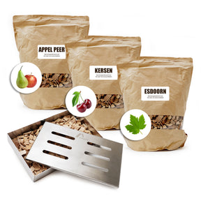 Eurocatch Räucherholz Set mit Edelstahl Räucherbox 3x4L