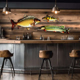 Eurocatch Barsch Wanddekoration 40cm 3D Metall & Glas Kunst