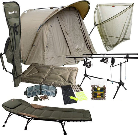 Traxis Karpfen-Overnighter-Set – Zelt, Ruten, Rollen, Rodpod