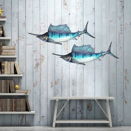 Eurocatch Segelfisch Wanddekoration 110cm 3D Metall & Glas